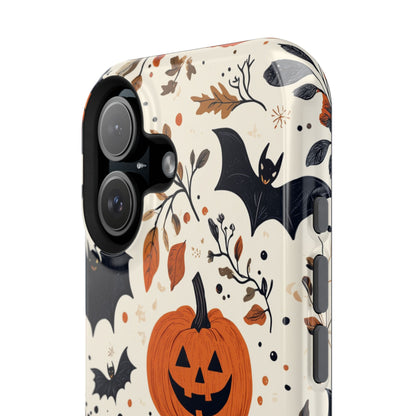 Charming Halloween MagSafe iPhone Case – Pumpkin, Bats, and Spooky Lantern Design