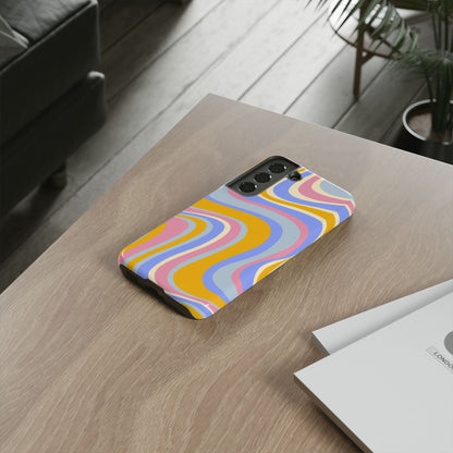 Groovy Pastel Waves Samsung Galaxy Case – 70s-Inspired Design with Dual-Layer Protection