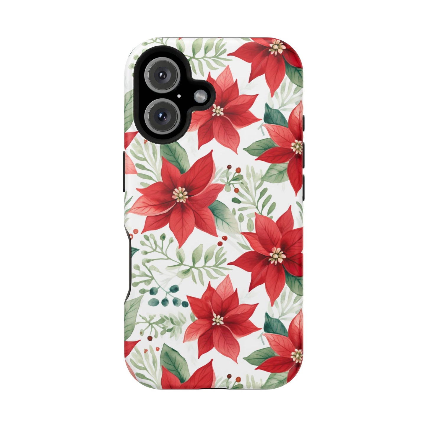 Festive Poinsettia Holiday Pattern – MagSafe iPhone Series Case