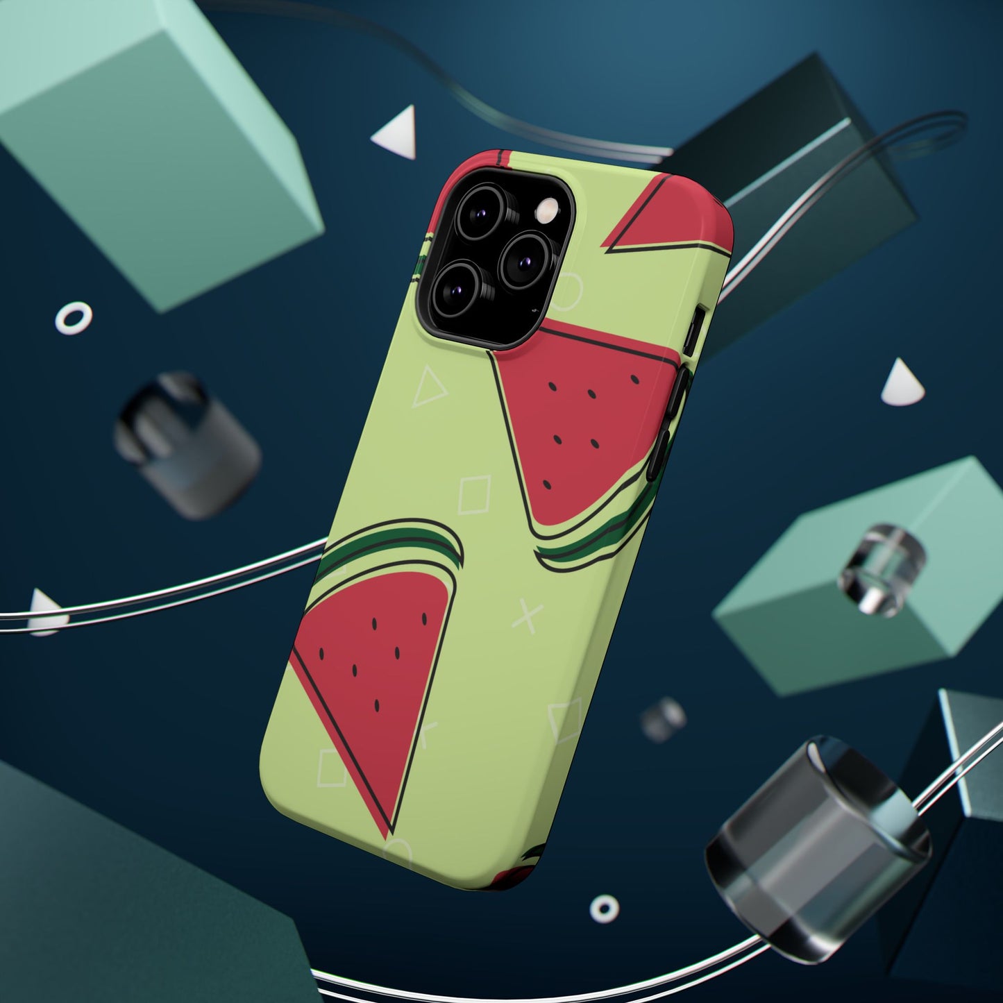 Watermelon Slice MagSafe iPhone Case – Fresh & Fun Design with Retro Geometric Pattern