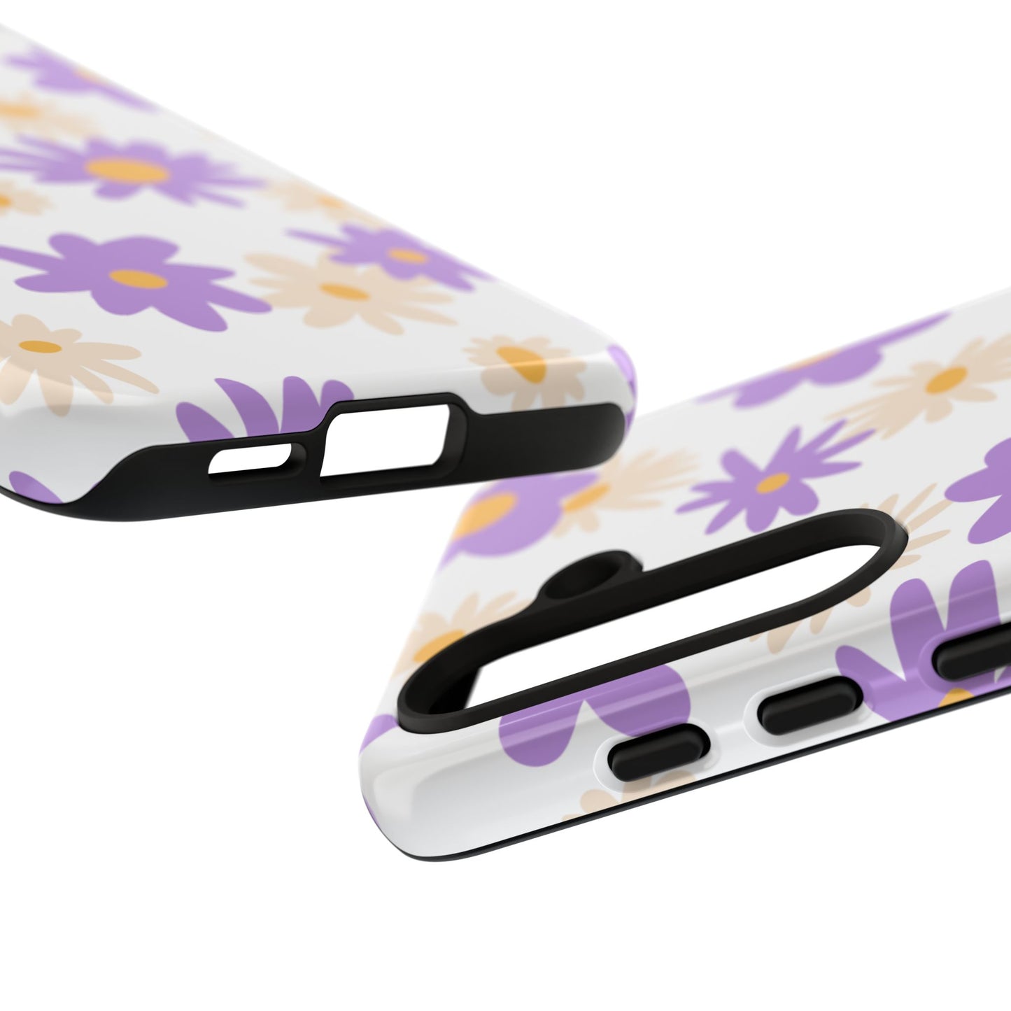 Retro Daisy Flower Samsung Galaxy Case – Pastel Purple & Cream Floral Design with Matte Finish