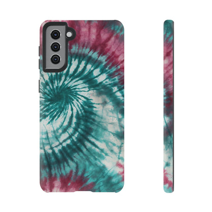 Teal and Pink Spiral Tie-Dye Samsung Galaxy Case – Boho Chic Design