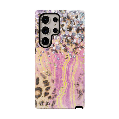 Crystal Glam Leopard - Samsung Galaxy Series Case with Glitter and Gem Accents