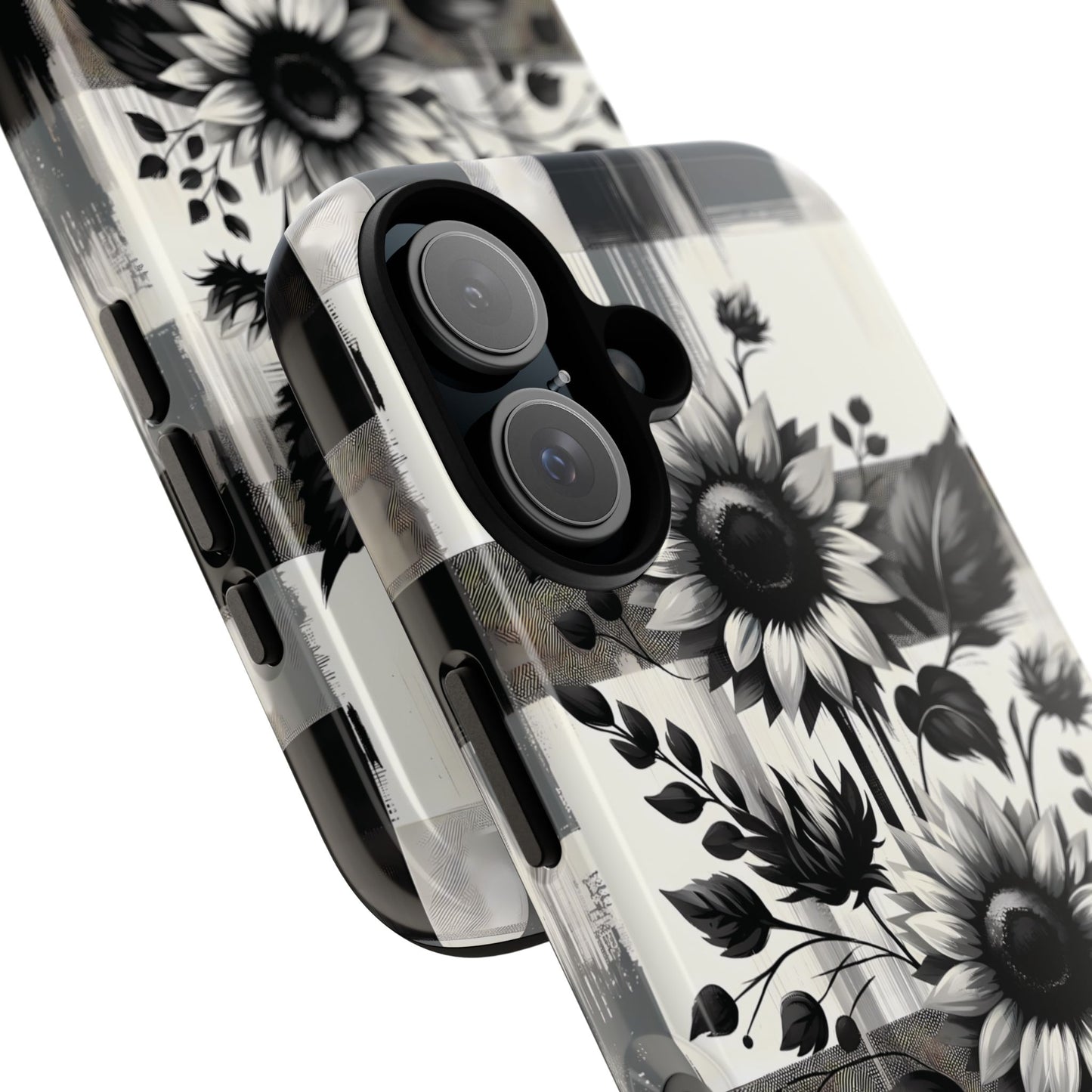 Black/White Sunflower Plaid Phone Case