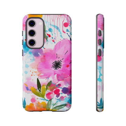 Color Splash Pink & Orange Watercolor Floral - Samsung Galaxy Case