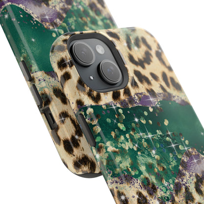 Emerald Glitter Leopard Print - MagSafe iPhone Series Case