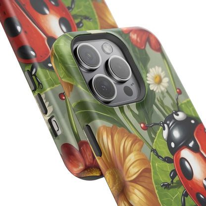 Ladybug Garden MagSafe iPhone Case – Whimsical Floral Design