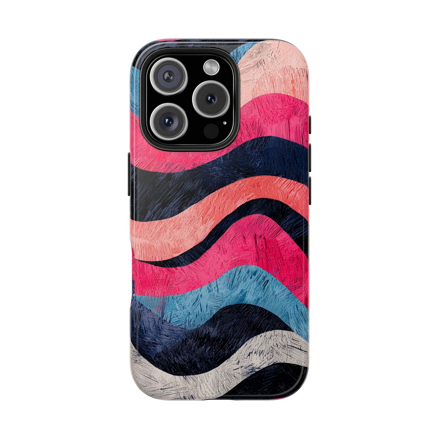 Abstract Wave Pattern iPhone Case – Shockproof, Matte Finish, Dual-Layer Protection