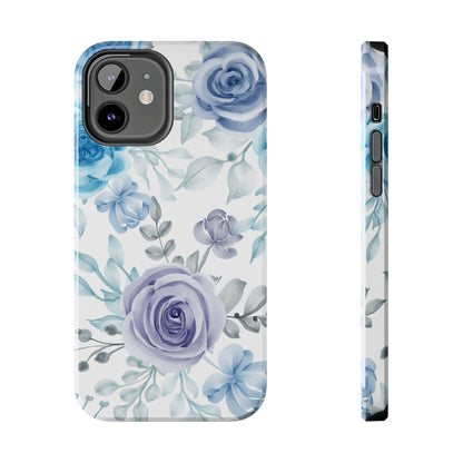 Elegant Blue & Violet Roses iPhone Case – Luxurious Floral Design for Chic Device Protection