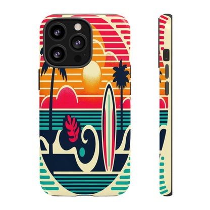 Retro Beach Vibes iPhone Case - Sunset Surfing Protective Cover