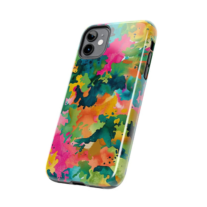 Vibrant Watercolor Splash iPhone Case – Bold Multicolor Artistic Design