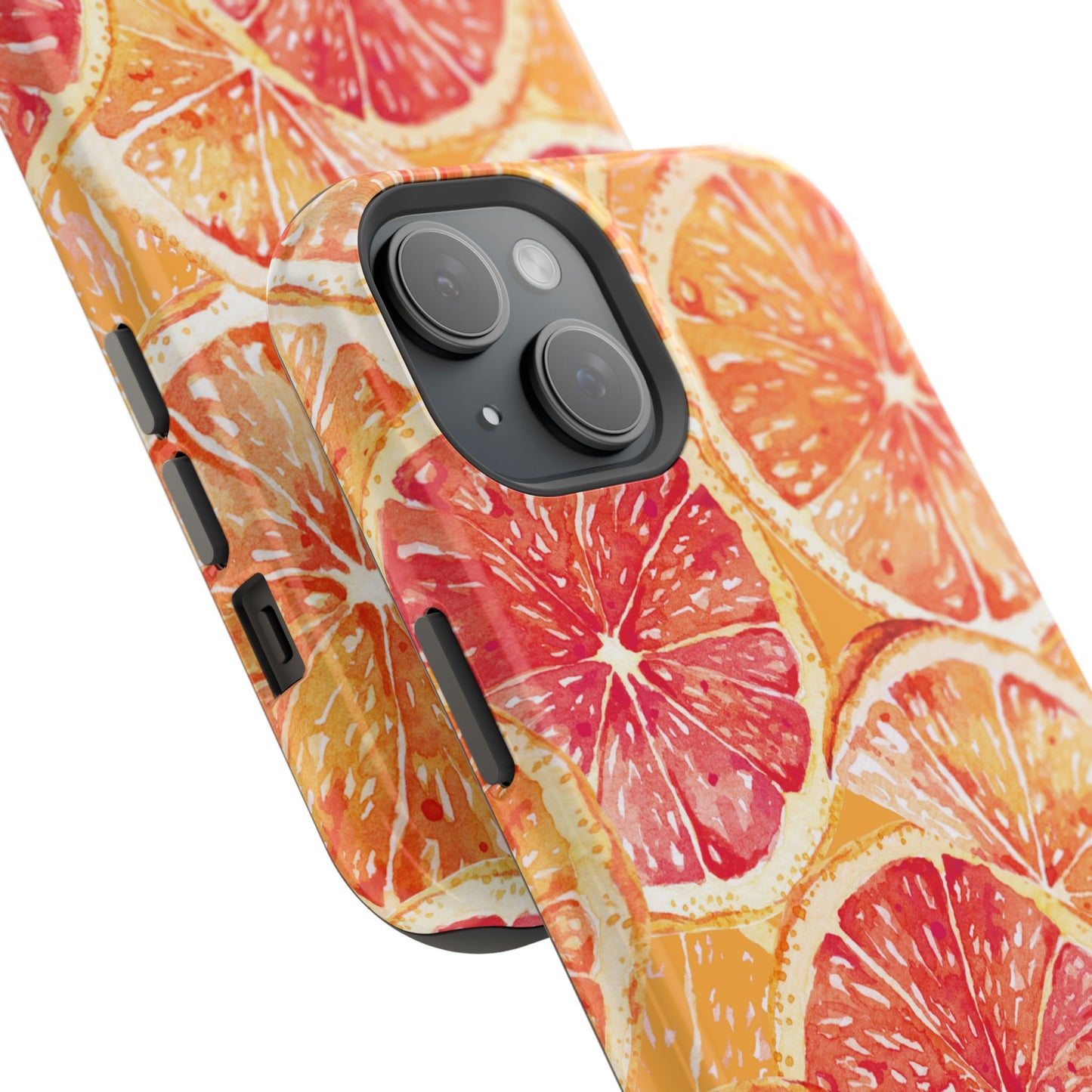 Watercolor Citrus Splash Tough MagSafe iPhone Case – Vibrant Fruit Print, Shock-Resistant Design