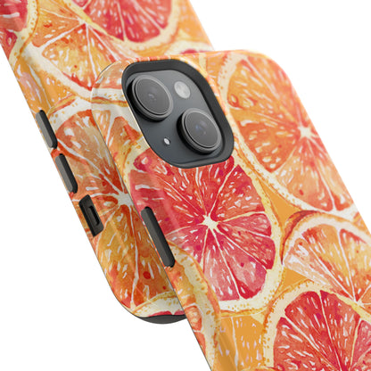 Watercolor Citrus Splash Tough MagSafe iPhone Case – Vibrant Fruit Print, Shock-Resistant Design