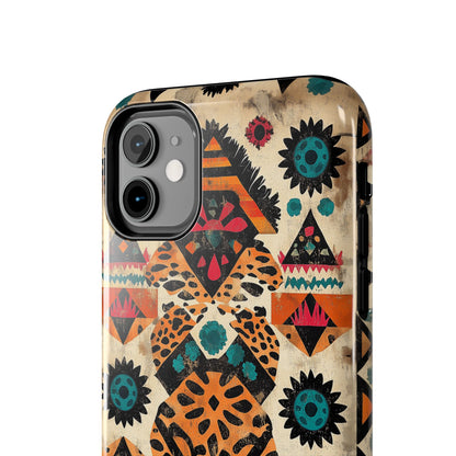 Bohemian Leopard & Tribal Floral Tough iPhone Case – Vibrant Eclectic Design, Dual - Layer Protection - BOGO Cases