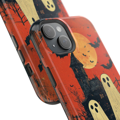 Haunted House & Ghosts MagSafe iPhone Case – Spooky Halloween Full Moon Design