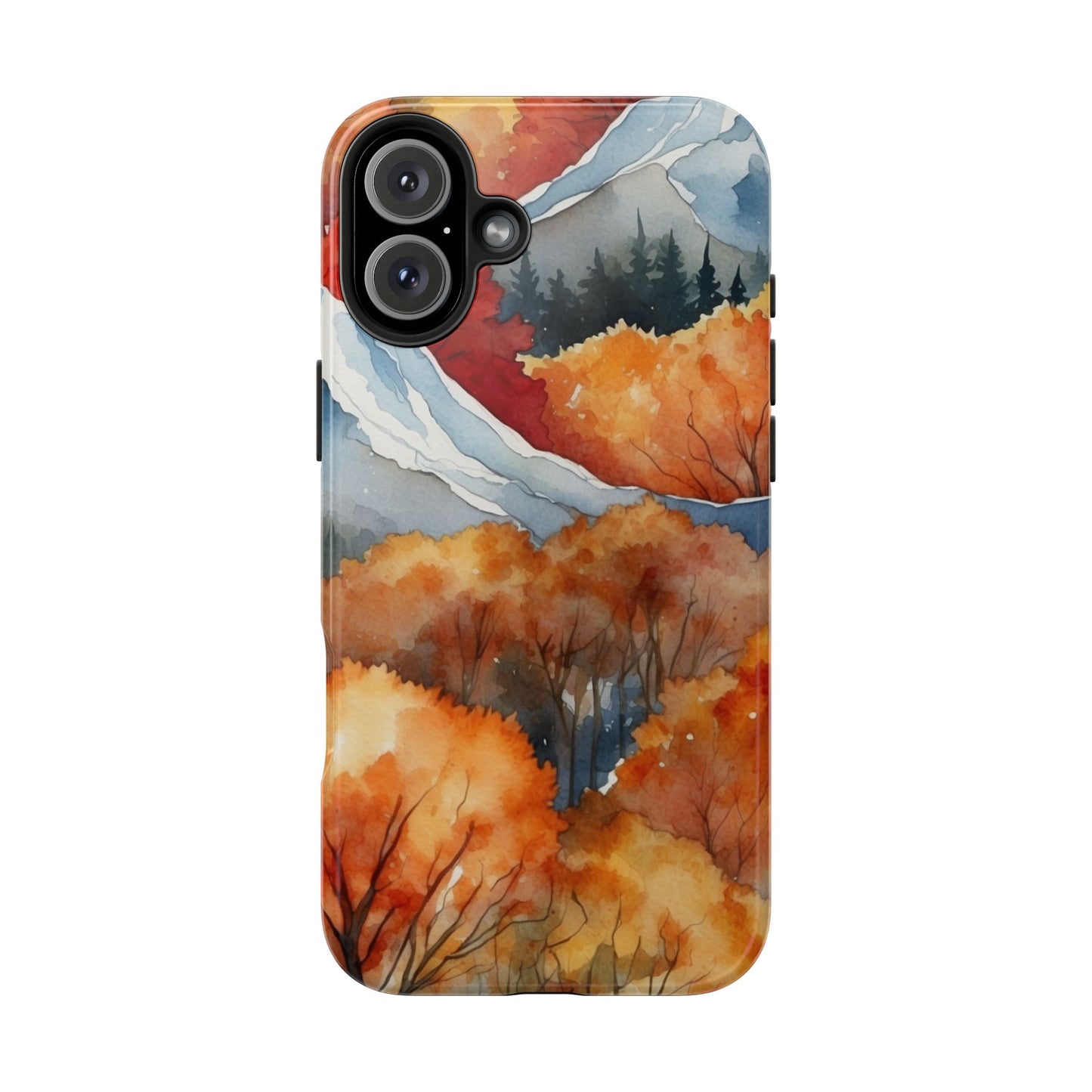 Autumn Mountain Forest Watercolor - iPhone Case