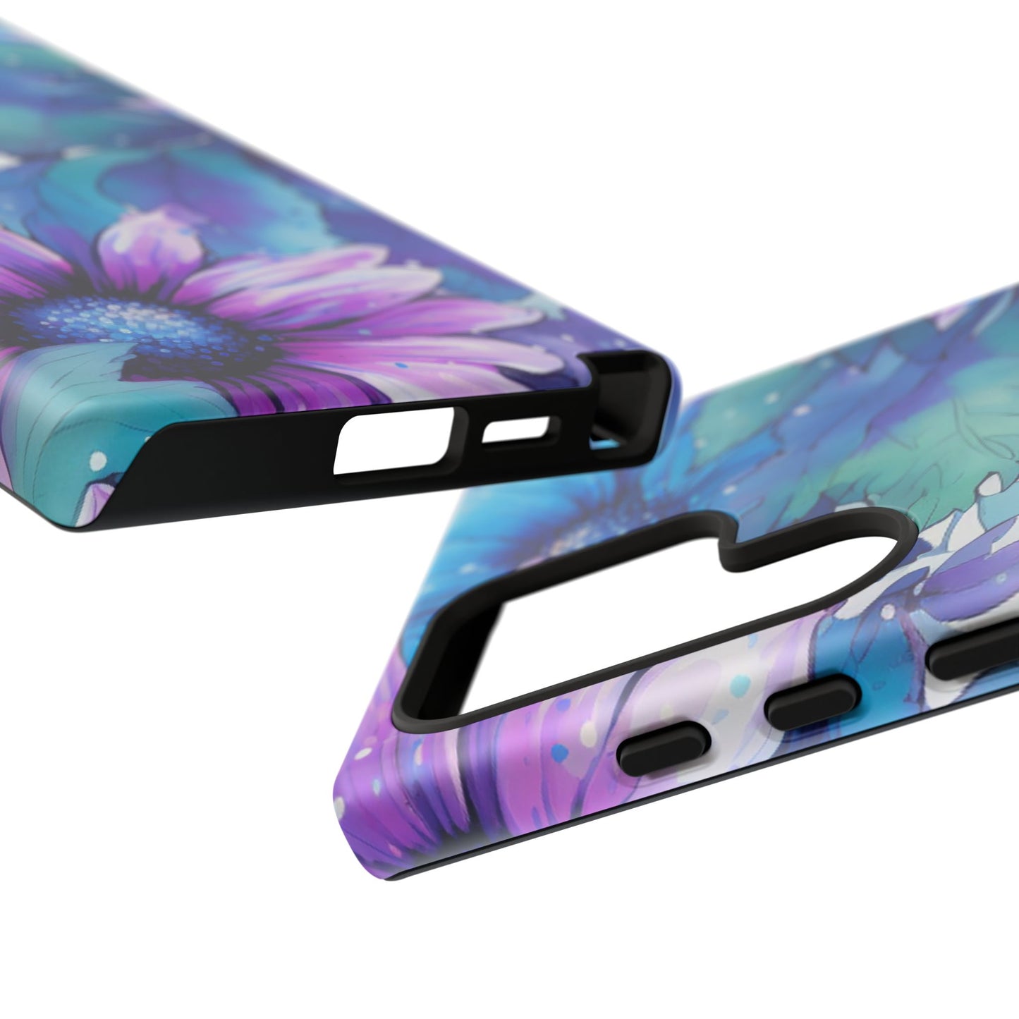 Purple & Teal Watercolor Floral Samsung Galaxy Case - Artistic Flower Design