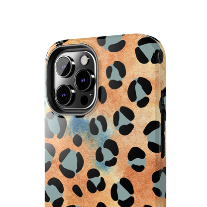 Sunset Watercolor Leopard Print Tough iPhone Case – Artistic Animal Pattern with Dual-Layer Protection