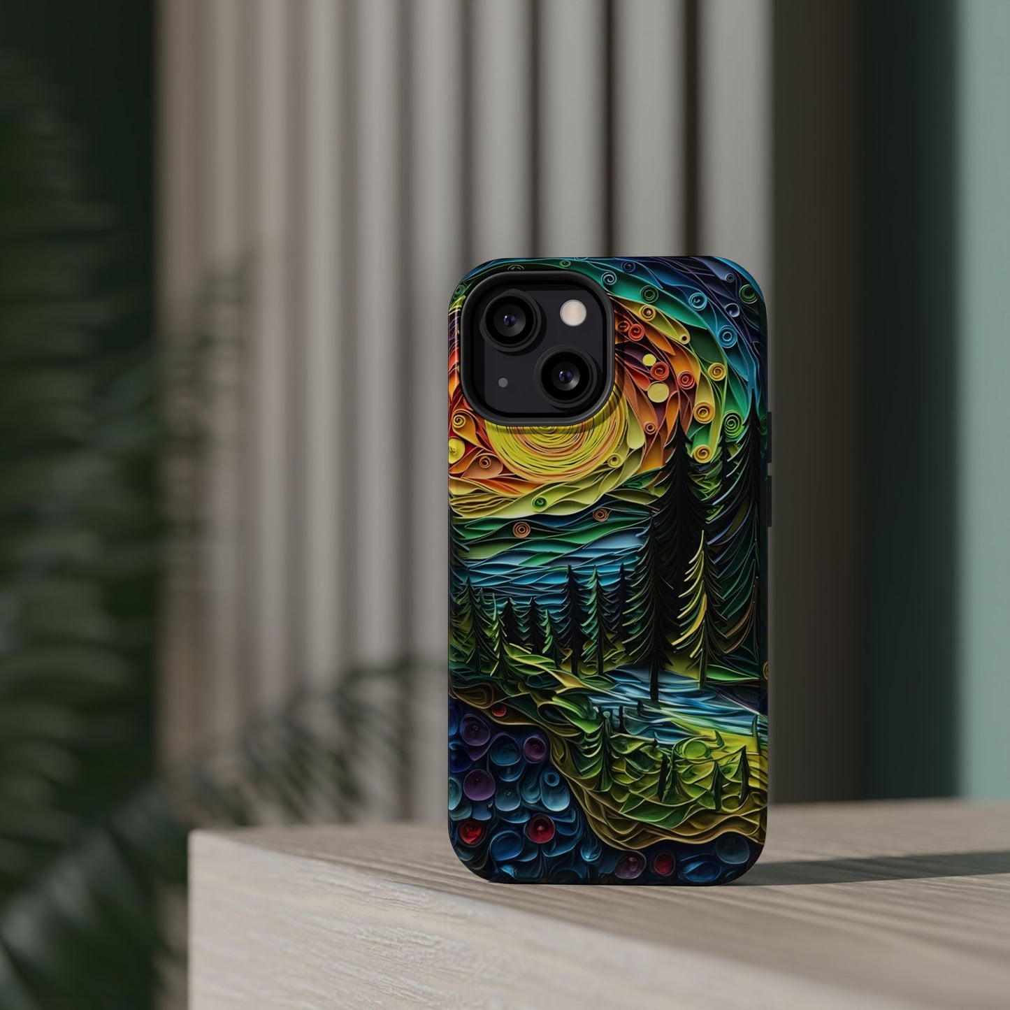 Radiant Forest Sunset MagSafe iPhone Case – Artistic Landscape Design