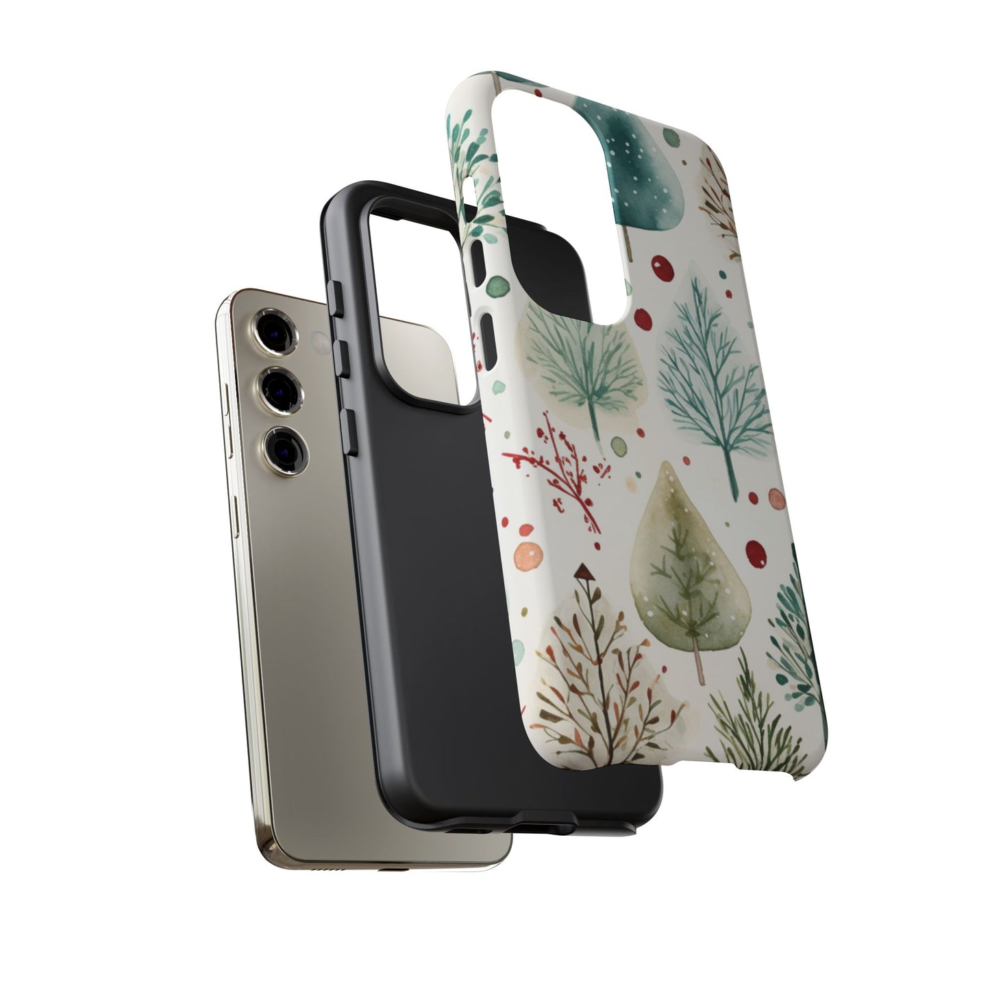 Watercolor Winter Trees Samsung Galaxy Case – Nature-Inspired, Holiday Theme Protective Cover