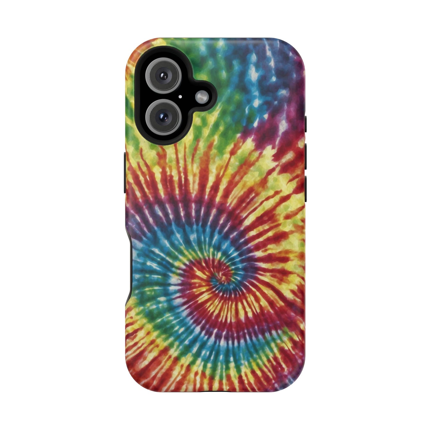 Vibrant Spiral Tie-Dye MagSafe Case – Retro Rainbow Design