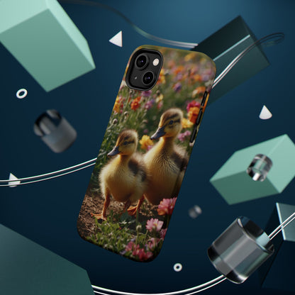 Charming Ducklings in Floral Garden - MagSafe iPhone Case