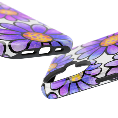 Purple Daisy Delight MagSafe iPhone Case – Slim Profile, Glossy Finish