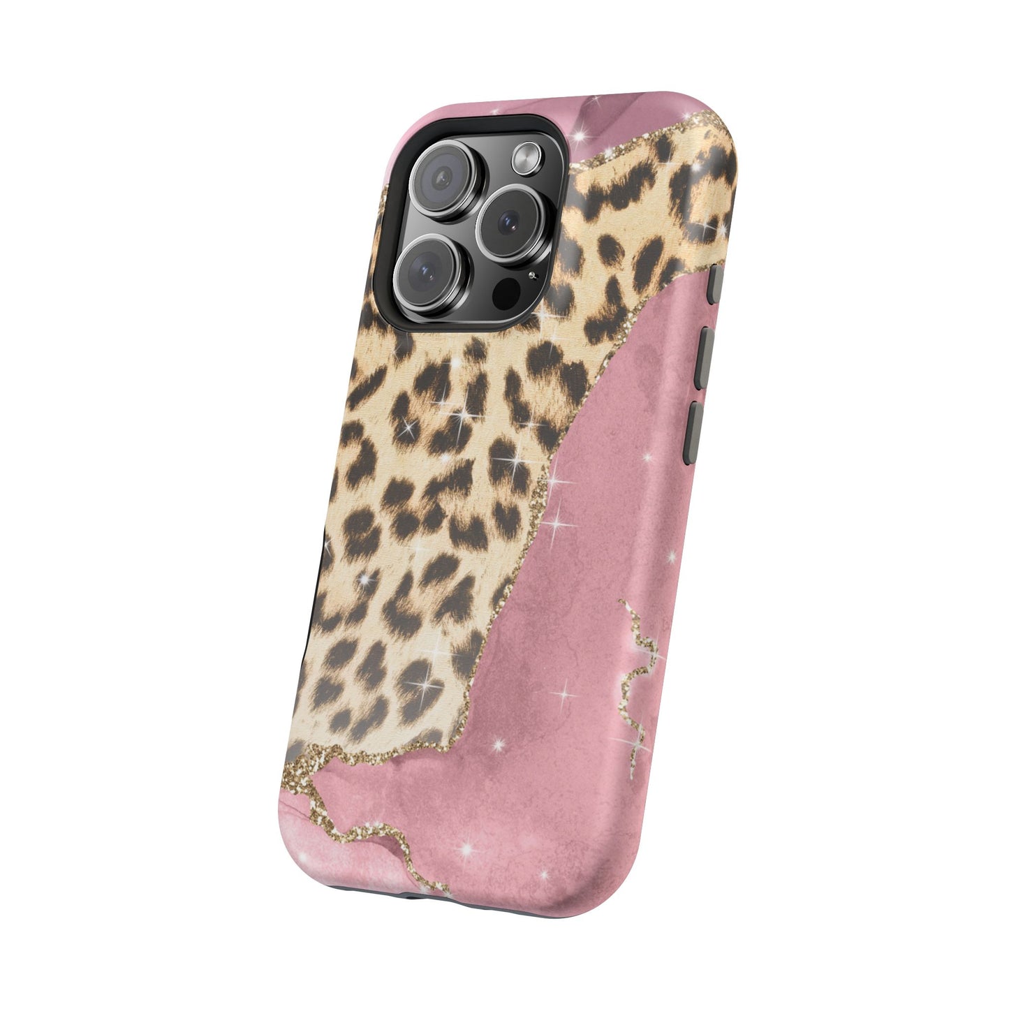 Pink Glam Leopard - MagSafe iPhone Series Case with Glitter Accents