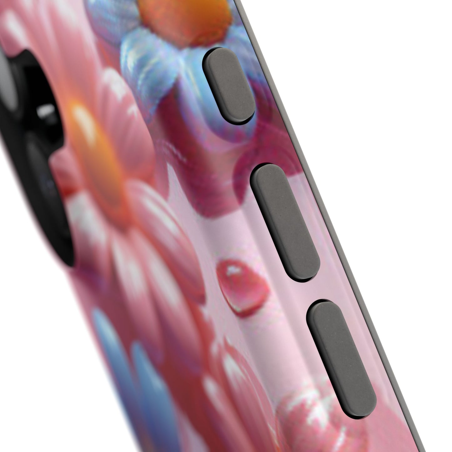 Pastel Daisy 3D MagSafe iPhone Case – Glossy Pink and Blue Floral Design, Full Protection