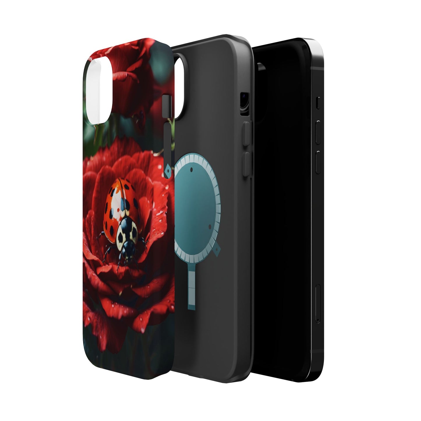 Elegant Rose & Ladybug Charm - MagSafe iPhone Case