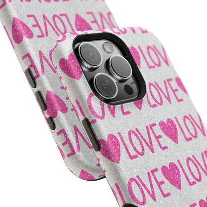 Pink Glitter Love Pattern – MagSafe iPhone Case