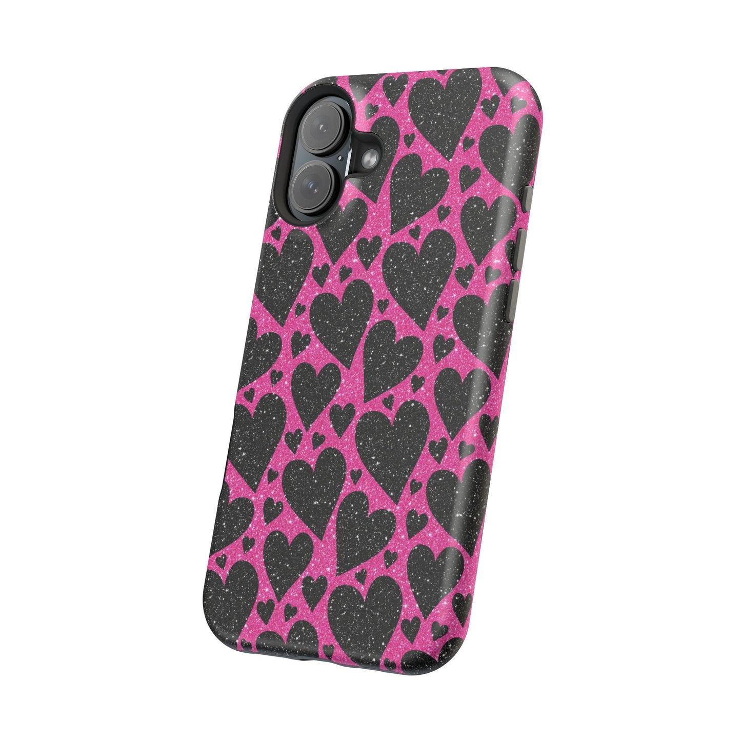 Pink Glitter Hearts MagSafe iPhone Case