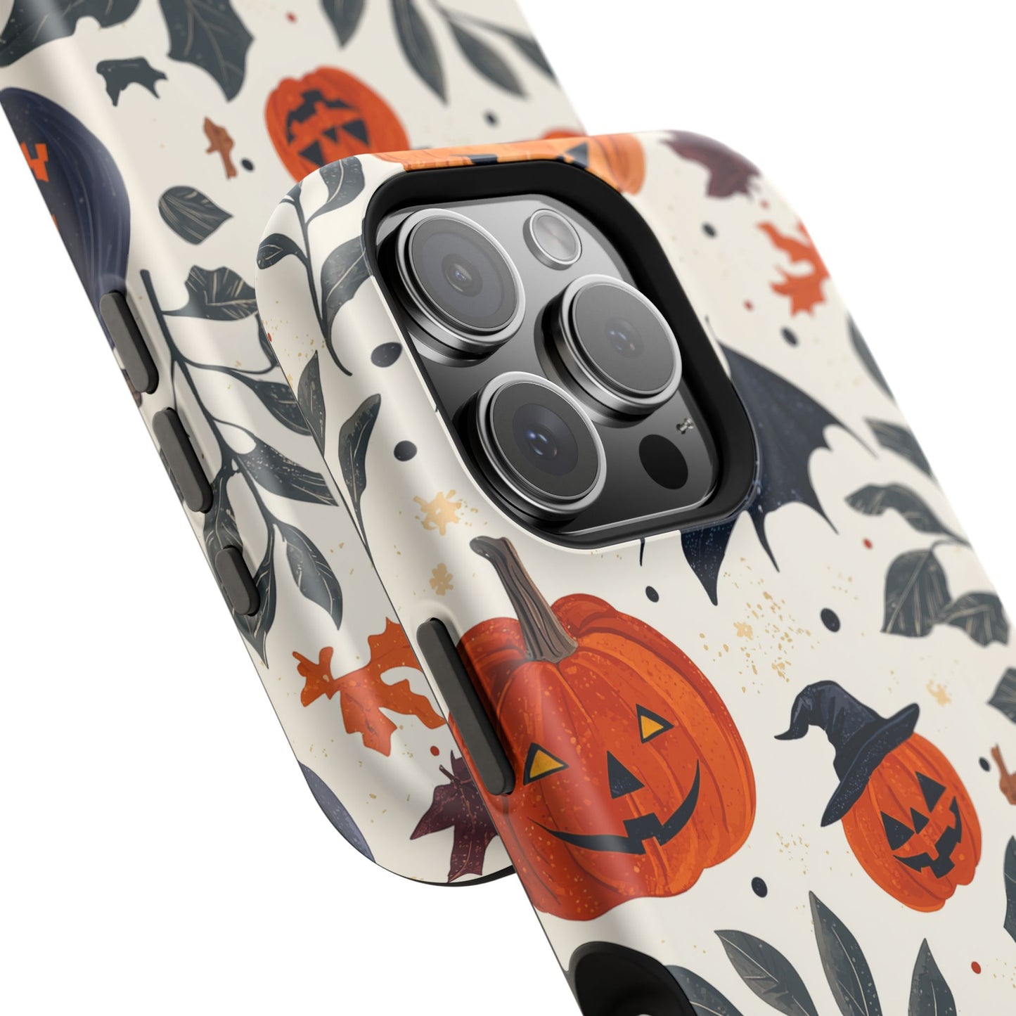 Spooky Halloween MagSafe iPhone Case – Pumpkins, Bats, and Spider Design