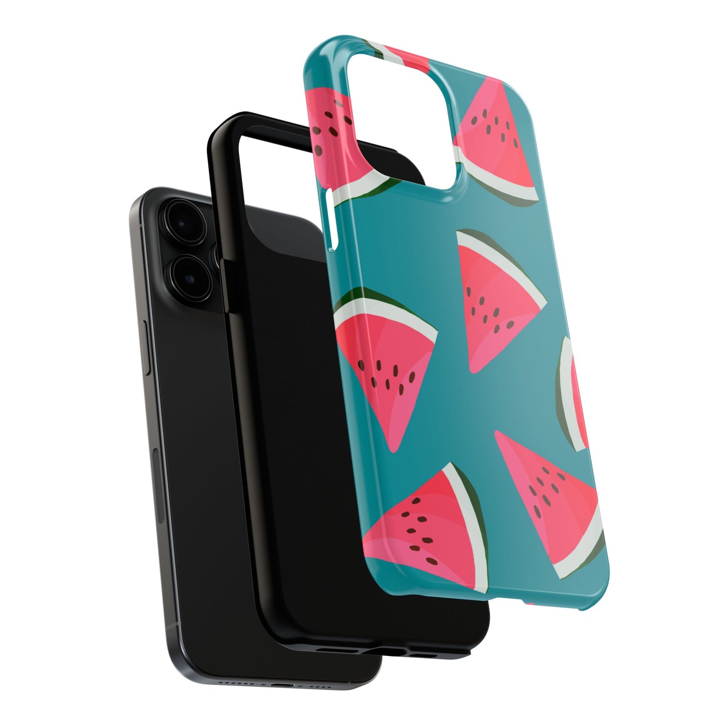 Watermelon Bliss iPhone Case – Vibrant Summer Fruit Design on Teal Background