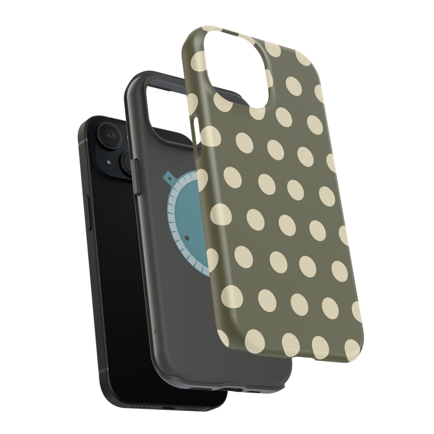 Vintage Green & Cream Polka Dots – MagSafe iPhone Case