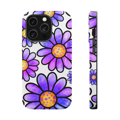 Purple Daisy Delight MagSafe iPhone Case – Slim Profile, Glossy Finish