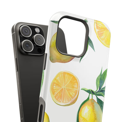 Lemon Grove Watercolor Tough MagSafe iPhone Case – Fresh Citrus Design, Dual-Layer Protection