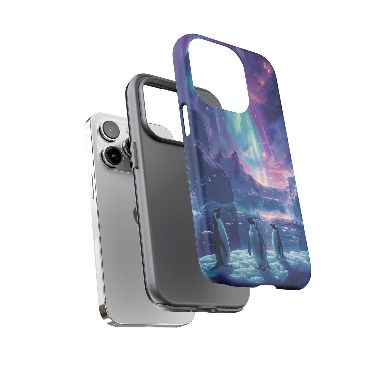 Penguin Parade Northern Lights iPhone Case