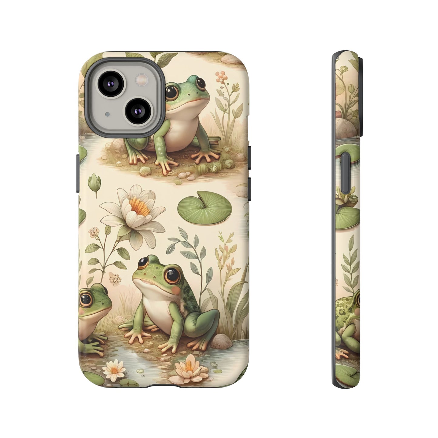 Cute Frogs Phone Case - Pond Pals Frolic - Charming Frog Lily Pad Phone Case for iPhone, Google & Samsung! Great Gift For Any Frog Lover!