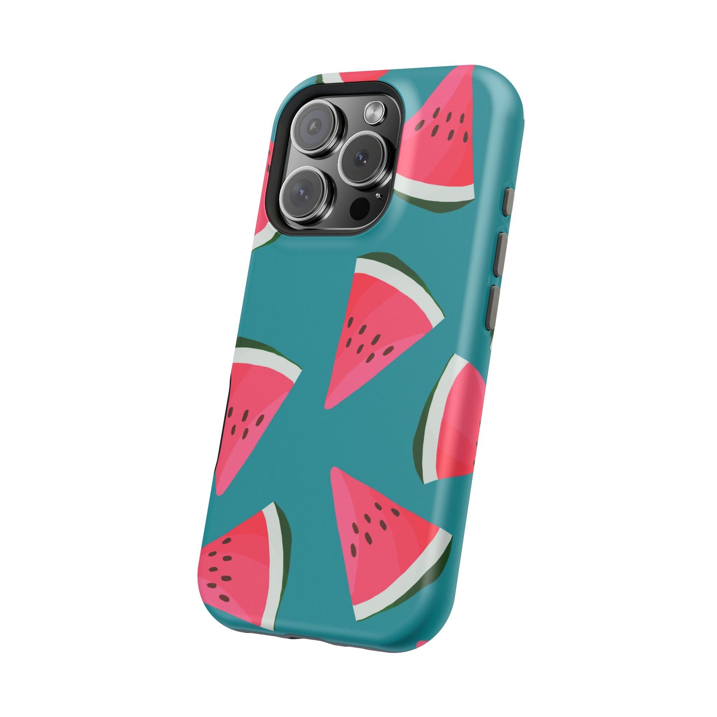 Watermelon Bliss MagSafe iPhone Case – Vibrant Summer Fruit Design on Teal Background