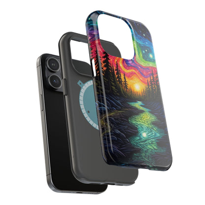 Celestial Nightscape MagSafe iPhone Case – Vibrant River and Starry Sky Design