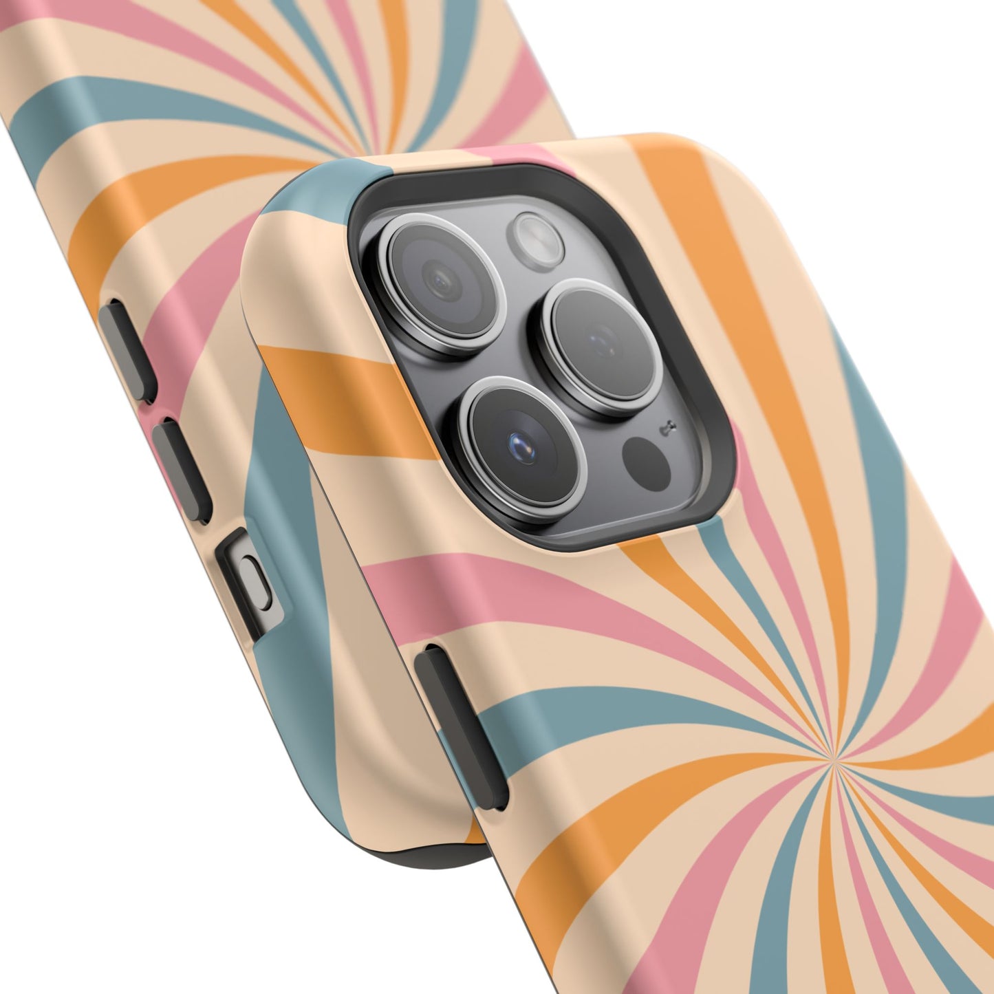 Retro Swirl Pattern MagSafe iPhone Case – Bold 70s Vibe in Pink, Orange, and Orange