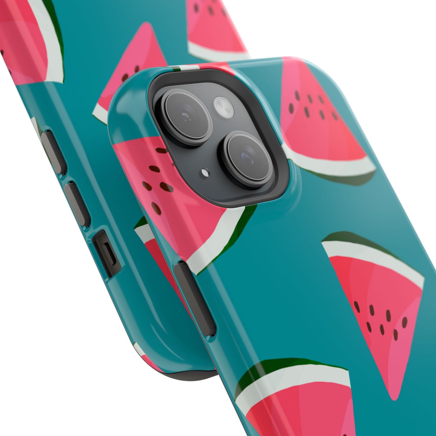 Watermelon Bliss MagSafe iPhone Case – Vibrant Summer Fruit Design on Teal Background