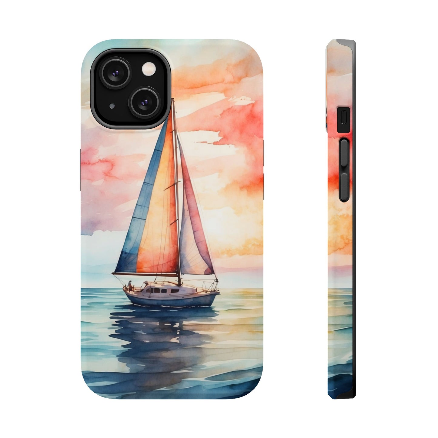 Sailboat Sunset MagSafe iPhone Case – Vibrant Watercolor Design