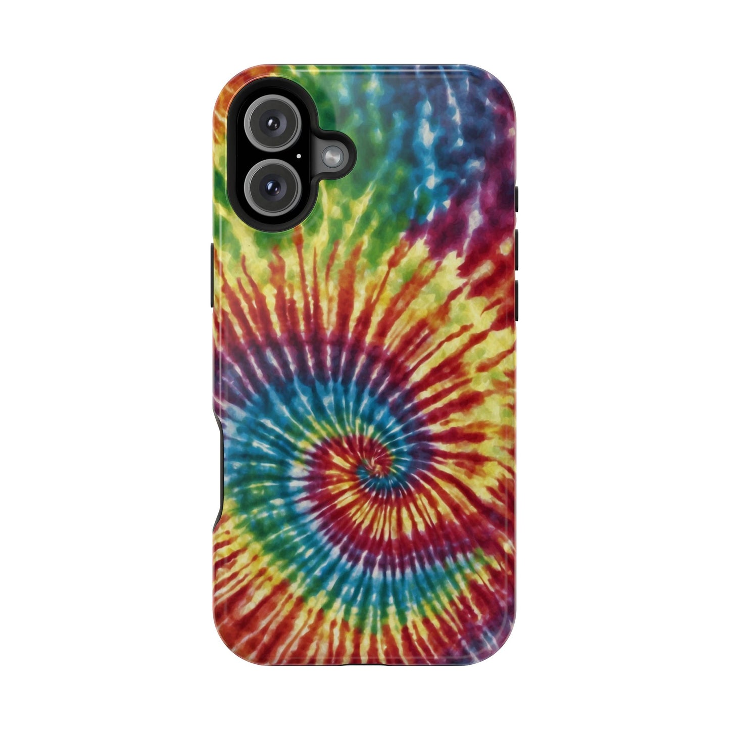 Vibrant Spiral Tie-Dye MagSafe Case – Retro Rainbow Design