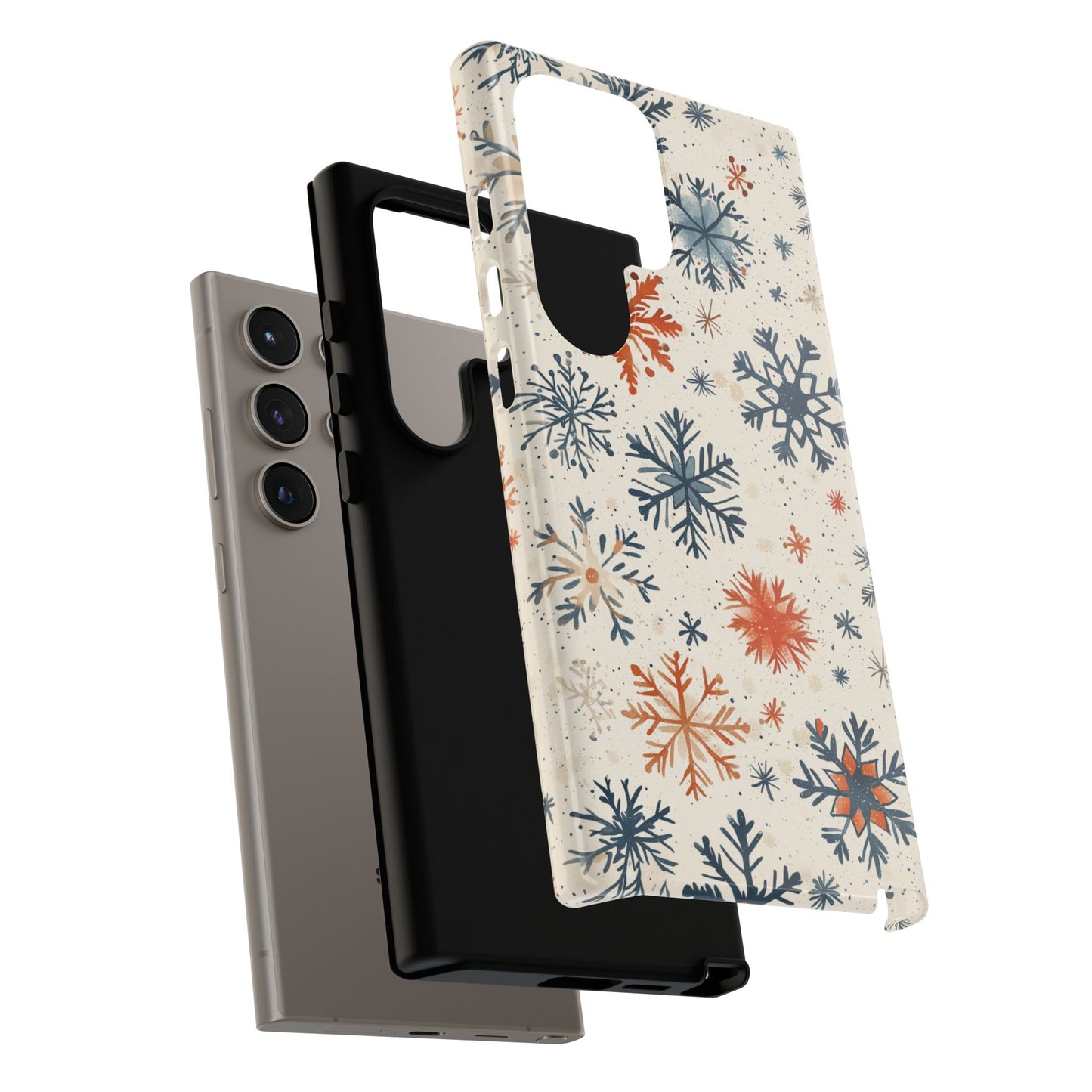 Rustic Orange and Blue Snowflake Pattern – Samsung Galaxy Series Case