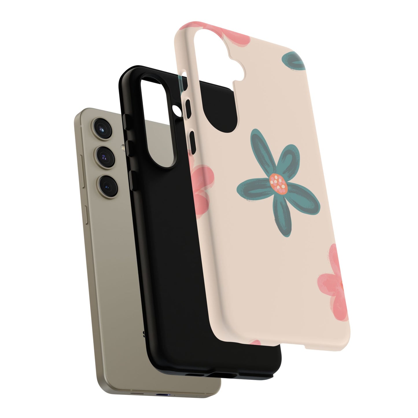 Vintage Floral Tough Samsung Galaxy Case – Soft Matte Finish with Dual-Layer Protection