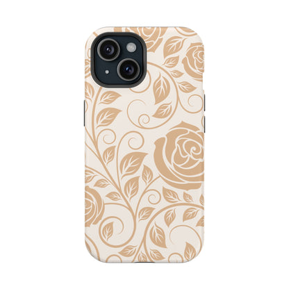 Vintage Rose Vine Tough MagSafe iPhone Case – Elegant Floral Pattern with Dual-Layer Protection