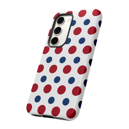 Patriotic Navy, White, and Red Polka Dot Samsung Galaxy Case