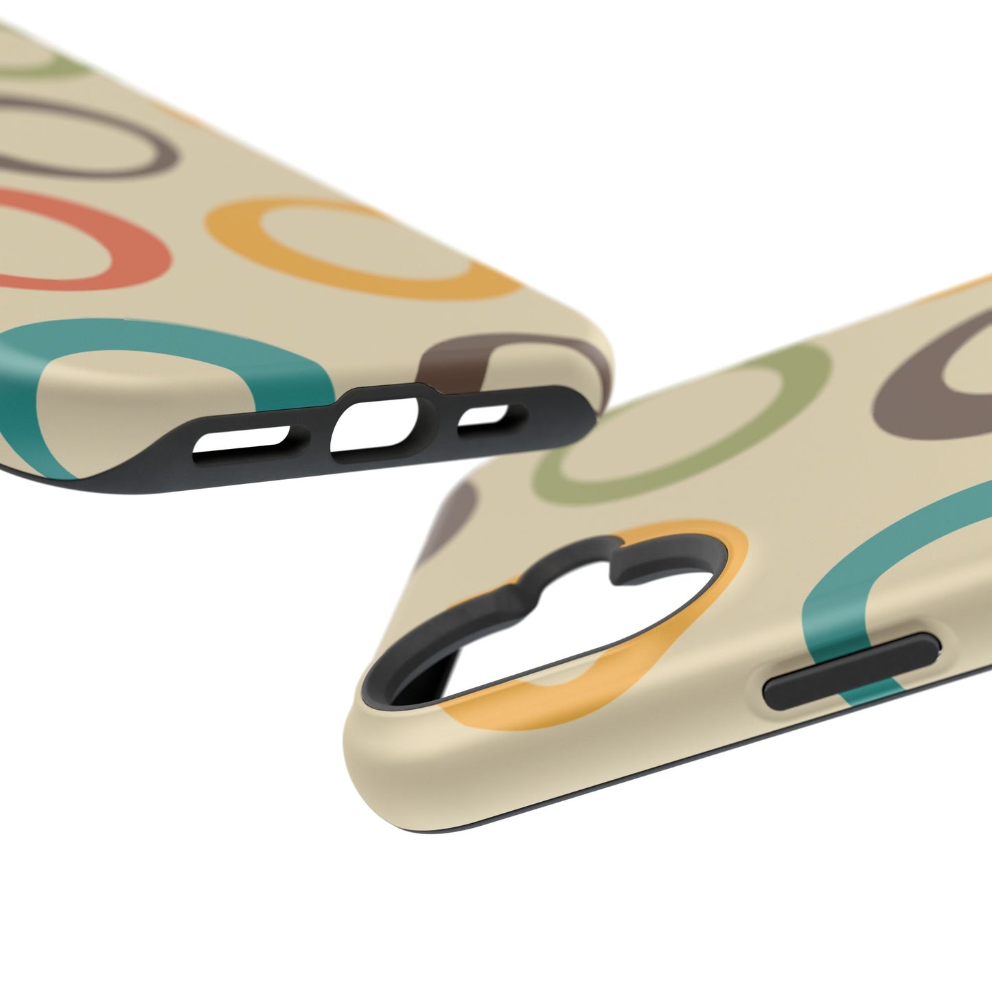 Retro Colorful Rings MagSafe iPhone Case – Shockproof, Matte Finish, Dual-Layer Protection